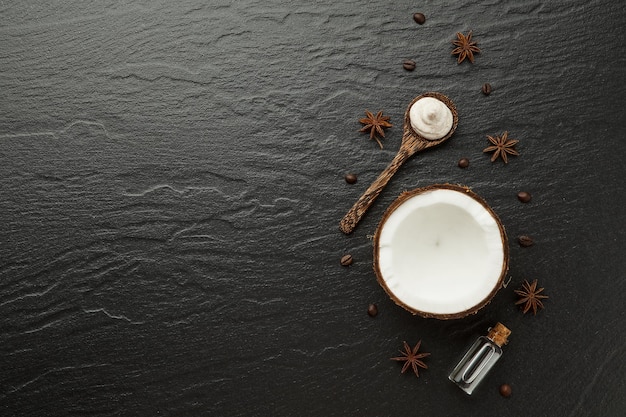 Foto vista de ángulo alto del café en la mesa