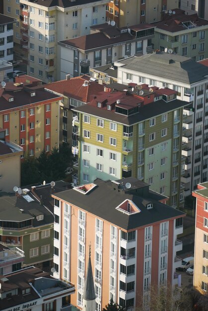 Vista de ángulo alto de los edificios de la ciudad de Estambul