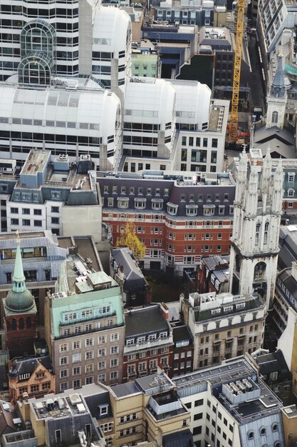 Foto vista en ángulo alto de los edificios de la ciudad