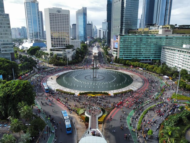 Foto vista en ángulo alto de los edificios de la ciudad