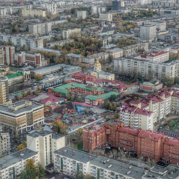 Foto vista en ángulo alto de los edificios de la ciudad