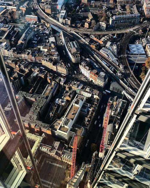 Foto vista en ángulo alto de los edificios de la ciudad