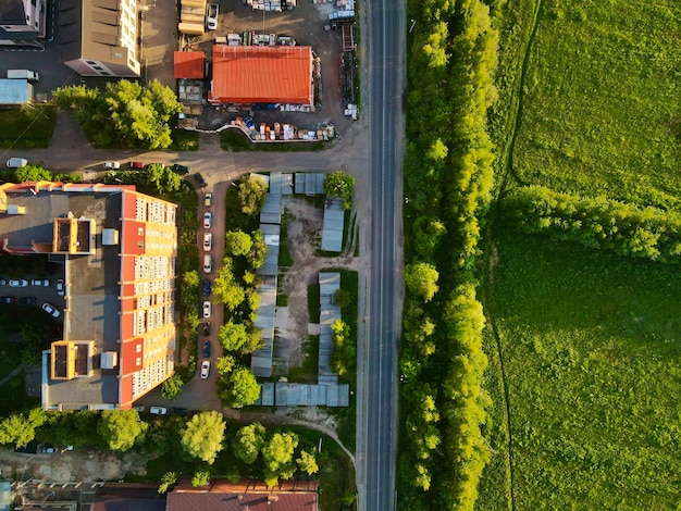 Foto vista en ángulo alto de los edificios de la ciudad