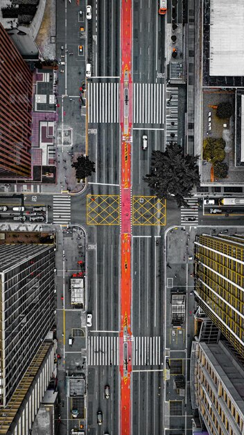 Foto vista en ángulo alto de los edificios de la ciudad