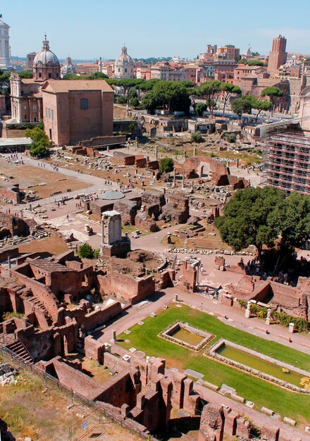 Foto vista en ángulo alto de los edificios de la ciudad