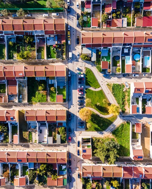 Foto vista en ángulo alto de los edificios de la ciudad