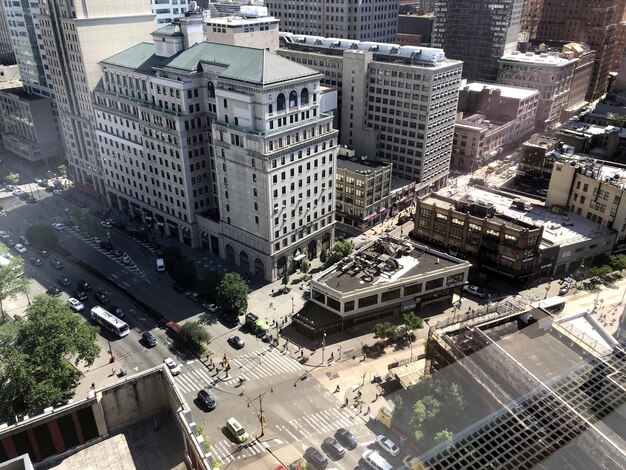 Foto vista en ángulo alto de los edificios de la ciudad