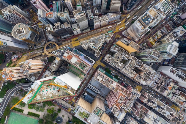 Foto vista en ángulo alto de los edificios de la ciudad