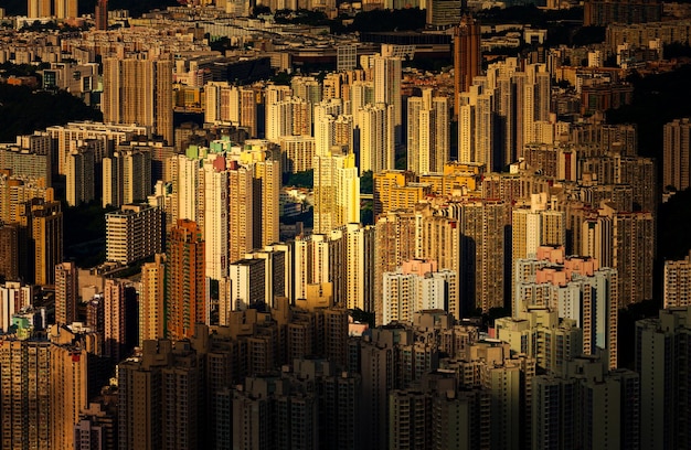 Foto vista en ángulo alto de los edificios de la ciudad