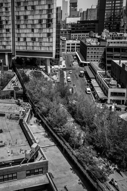 Foto vista en ángulo alto de los edificios de la ciudad