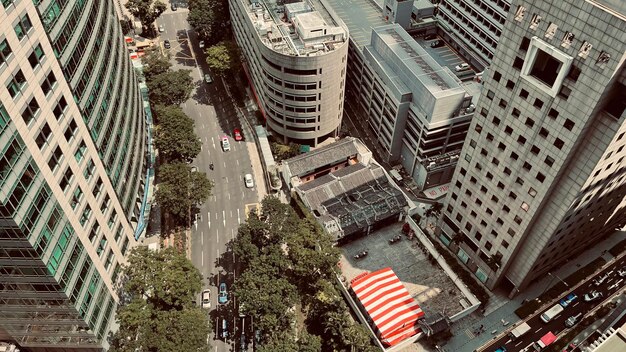 Foto vista en ángulo alto de los edificios de la ciudad