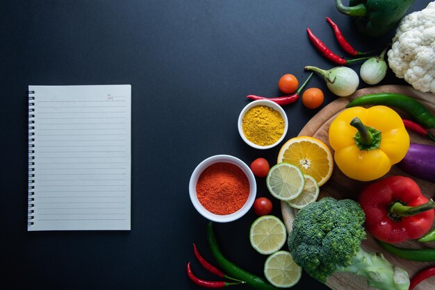 Foto vista en ángulo alto de las frutas en la mesa