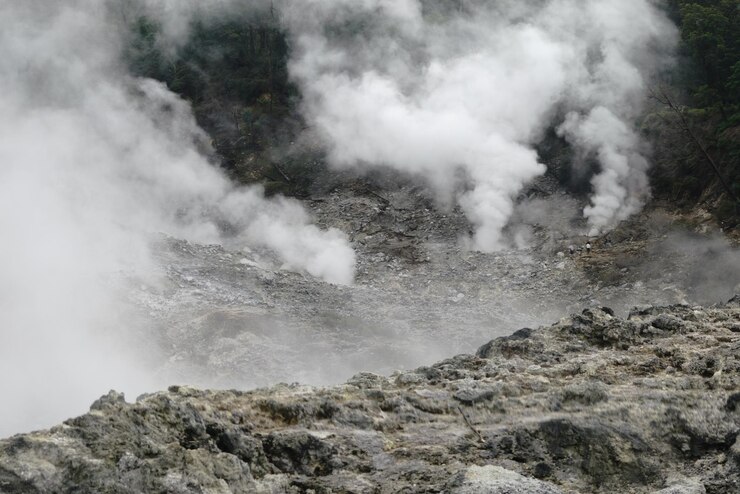 Foto vista desde un ángulo alto de gunung salak