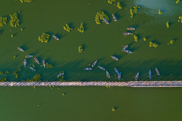 Foto vista de ángulo alto de hojas flotando en el agua