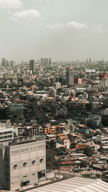 Foto vista de ángulo alto del paisaje de la ciudad contra el cielo