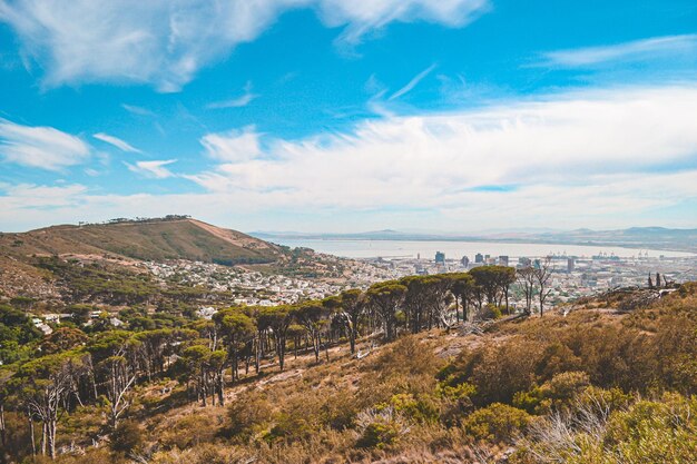 Foto vista en ángulo alto del paisaje contra el cielo