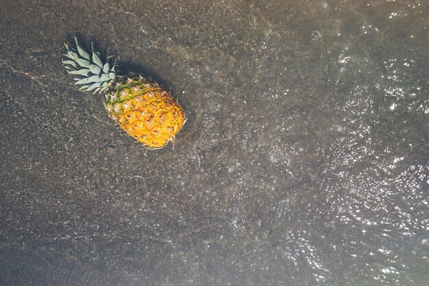 Foto vista de ángulo alto de la piña en la orilla en la playa