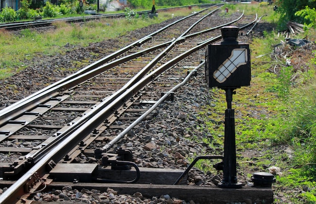 Vista en ángulo alto del tren en las vías del ferrocarril