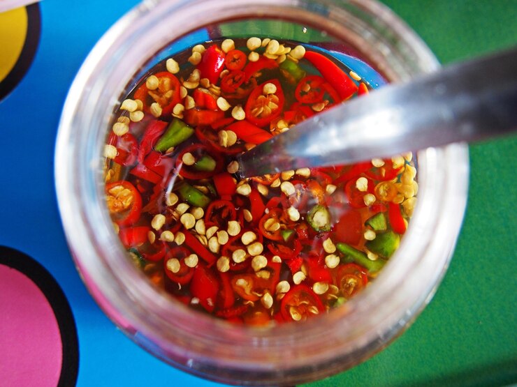 Foto vista de ángulo alto de verduras picadas en un cuenco en la mesa