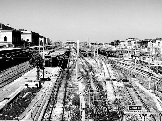 Vista en ángulo alto de las vías ferroviarias