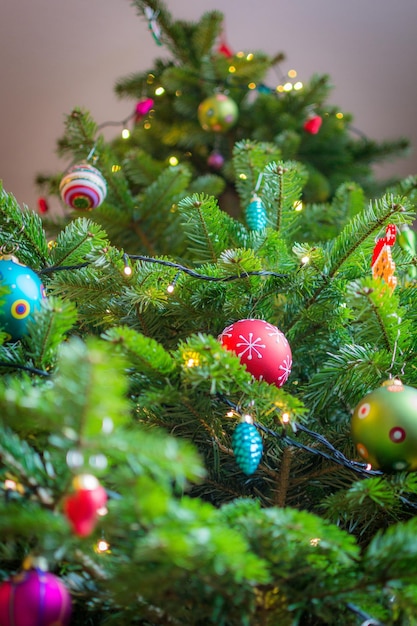 Foto vista en bajo ángulo del árbol de navidad