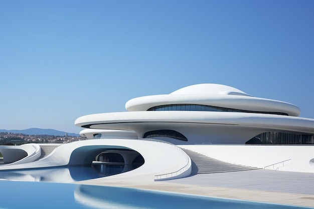 Foto vista de ángulo bajo de la arquitectura moderna futurista