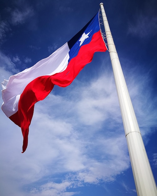 Foto vista en bajo ángulo de la bandera contra el cielo