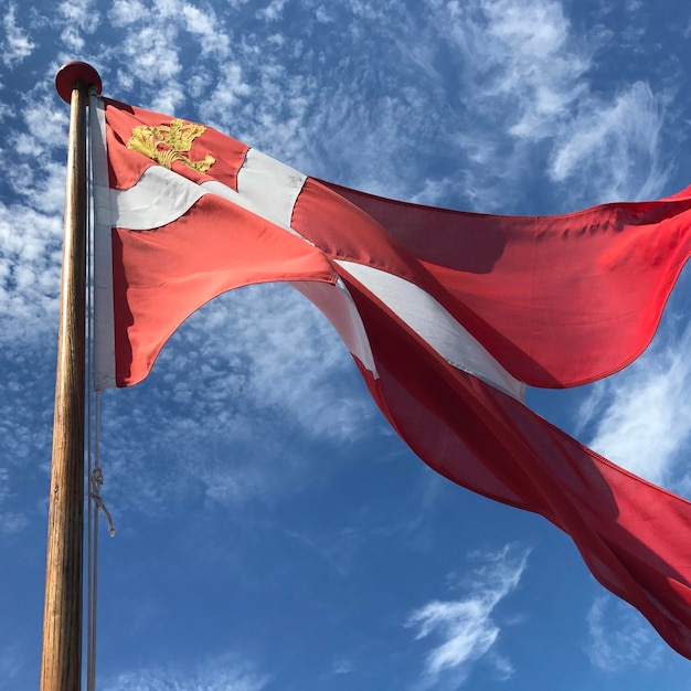 Foto vista en bajo ángulo de la bandera contra el cielo