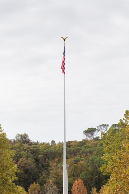 Vista en bajo ángulo de la bandera contra el cielo