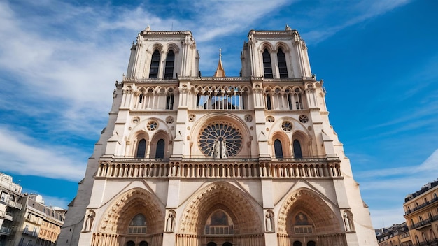 Vista en bajo ángulo de la catedral de Marsella bajo la luz del sol y un cielo azul en Francia