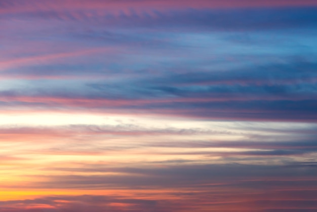 Vista de bajo ángulo del cielo dramático durante la puesta de sol