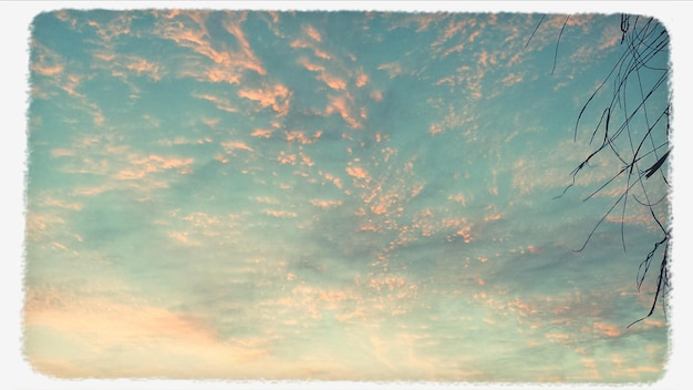 Foto vista de ángulo bajo del cielo nublado al anochecer