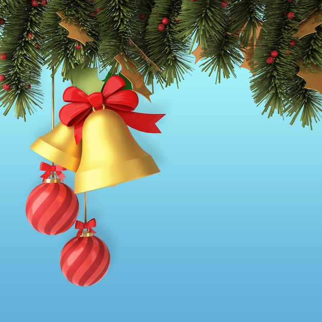 Vista de ángulo bajo de las decoraciones navideñas colgando en el árbol