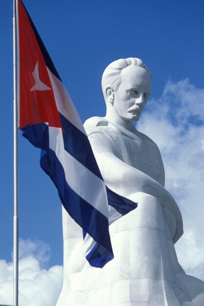 Foto vista de bajo ángulo de la estatua contra el cielo azul