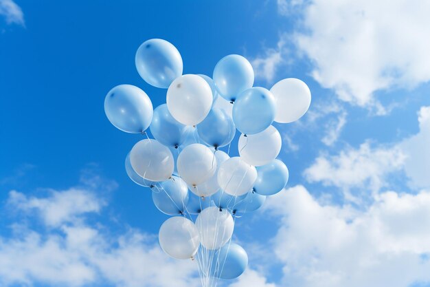 Vista de ángulo bajo de globos contra el cielo azul