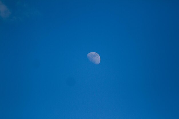 Foto vista de bajo ángulo de la luna contra el cielo azul