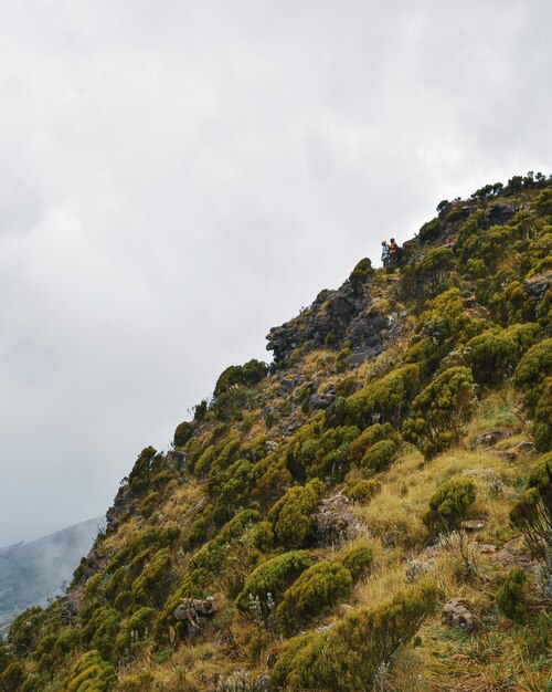 Foto vista en bajo ángulo de la montaña contra el cielo