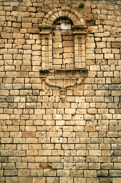 Foto vista en bajo ángulo de la pared de ladrillo