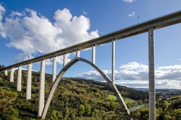 Foto vista de bajo ángulo del puente contra el cielo