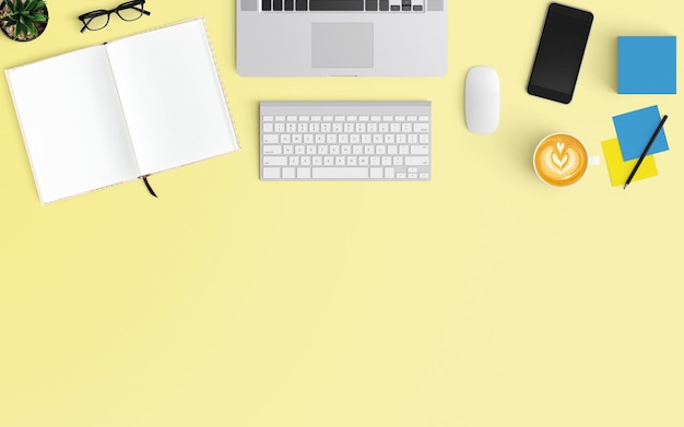 Vista de ángulo bajo del teclado de la computadora en la mesa