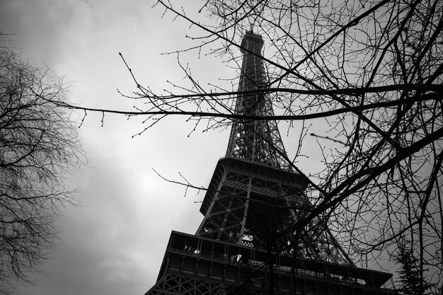 Vista en bajo ángulo de la Torre Eiffel