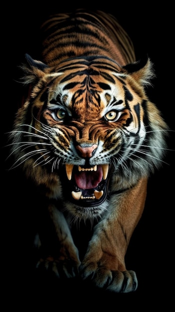 Vista del animal tigre enojado en la naturaleza
