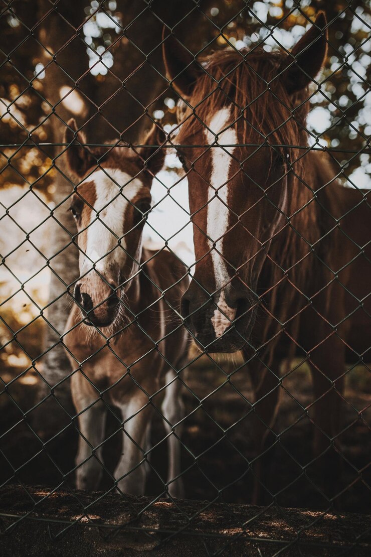 Foto vista de un animal visto a través de una valla de enchaines
