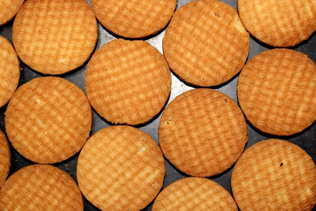 Vista aproximada da saborosa textura de biscoitos de biscoito