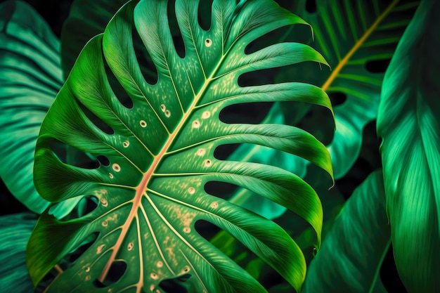 Vista aproximada do fundo abstrato da folha tropical verde