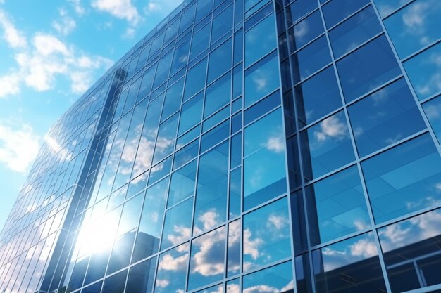 Vista Arafed de um edifício com um fundo de céu e nuvens generativas ai
