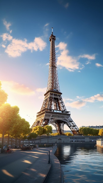 vista araffe de la torre eiffel en parís ai generativo