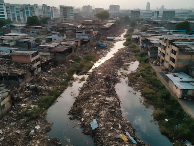 Una vista del área de los barrios marginales en Lagos, Nigeria.