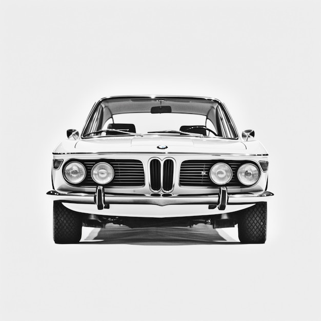 vista arrafada de um carro BMW clássico com um fundo branco generativo ai