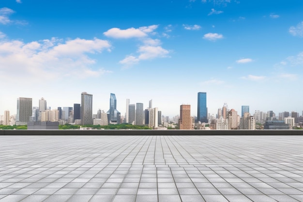 vista arrafada de un horizonte de la ciudad con una nube